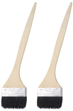 sourcing map 2pcs Bent Radiator Paint Brush 4 Width Curved Wall Paint Soft Bristle Brushes with Long Wood Handle for Painting DIY Wall Treatment