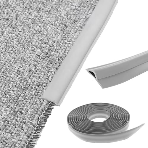 Carpet Trim Strip, Self-Adhesive Carpet Trim Strip, Adhesive TPE Laminate Floor Door Strip, Edge Trimming Decor, Door Floor Transition Threshold Edgings Trim, Flooring Edge Strip (Light Gray-3M)