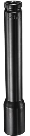Sourcing Map 1/2 Square Drive by 24mm Metric 6 Point Socket, 200mm (8) Extra Long, High Carbon Steel Flip Socket for Home Auto Hex Nuts Bolts Repair