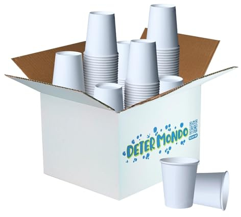 DETERMONDO Bicchieri Carta Bianchi Monouso Grandi 250 ml Usa e Getta, Termici Ideali Per Acqua, Caffè, Cappuccino, Tisane e Bevande Calde Compostabili e Riciclabili 400 pz