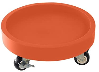 FHPEWXDG Supporto per Piante Rotondo Arancione con Ruote - Vassoio in plastica Resistente per fioriere, sottovasi e vasi di Fiori - Carrello per Interni/Esterni con Ruote universali - Diametro 50 cm