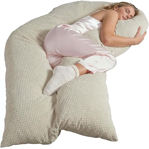 Traumreiter Seitenschläferkissen Jumbo XXL Classic mit Bezug Leinen Farbe Deluxe - Schwangerschaftskissen zum schlafen – Stillkissen XXL Komfortkissen Erwachsene U Form Seitenschläfer Body Kissen