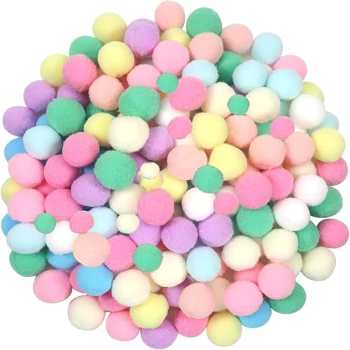 Barlone Pompons zum Basteln,260 Stück 1-3cm Bunt Mini Pompons zum Basteln, Filzkugeln Bunt, Bommel zum Basteln für Lustige DIY Kreative Handwerk, Feine Haar-Accessoires, Partydekoration(4 Größen)