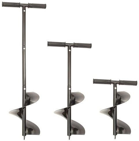 200mm / 8 Inch Diameter Gardening Fence Post Auger Manual Handheld Earth Auger Adjustable Length with Grip Handle Hole Flower Bulb Planting Plant Soil Digger Borer Umbrellas