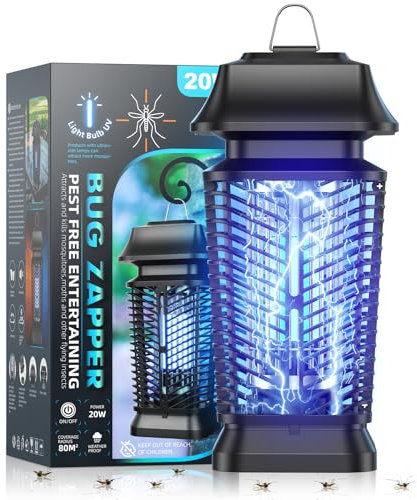 YEEFON Lampada Antizanzare Elettrica, 20W UV Zanzariera Elettrica Lampada Zanzare, IPX4 Lampada Trappola per Zanzare, Non Tossico ed Ecologico per Interno Esterno per Ridurre Zanzare, Mosche, Falene