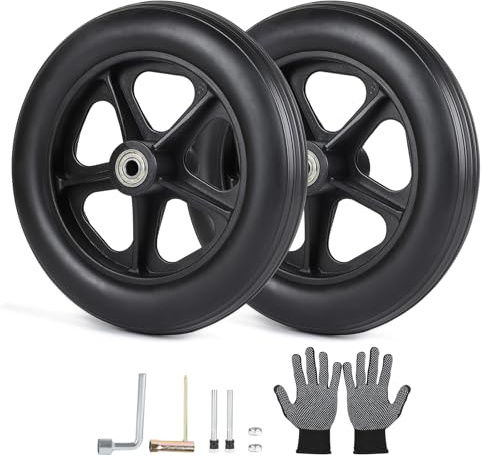 DBREAKS Lot de 2 Roue Avant de Fauteuil Roulant de 190 MM, Noir