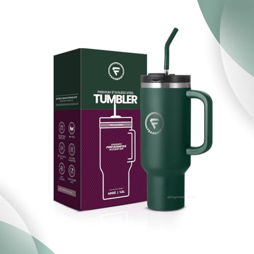 Fragmade 40oz Premium Insulated Tumbler 1.2L with Straw & Handle – Dishwasher Safe, 100% Leakproof, Double-Walled Stainless Steel Travel Mug for Hot & Cold Drinks, Iced for 24 Hours, Cold for 12 Hours