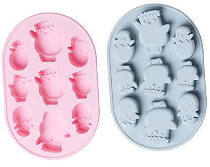 FUNNETOYU 2pcs Easter Chick Silicone Cake Mould Biscuits Mould Shape Cutters for Baking Random Color