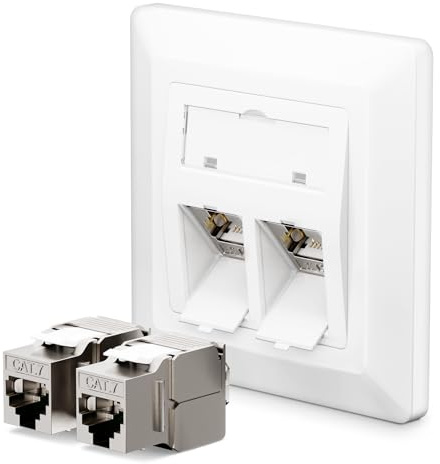 LEENUE 1 x 2-Port CAT 7 Netzwerkdose Unterputz + 2 x CAT 7 Keystone RJ45