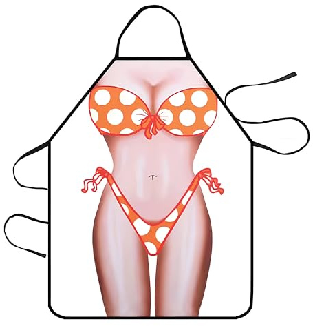 WOO Girl matlagningsförkläde med 3D-effekt – vattenavvisande 73 x 57 cm med nackband för knytning (Dotty)