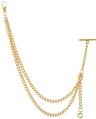 Tiong Gold Men's Pocket Watch Chain Metal Alloy Vintage Albert T-Bar Watch Chain Link Vest/Suit for Your Pocket Watches/Pendant
