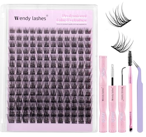 Wimpern Extensions Set Natürliche YM15 Wimpern Cluster D Curl Lash Cluster 10-18mm Wiederverwendbare Wimpernverlängerung Kit DIY Lashes Extension(FK/KIT-YM15-D-Mix1018)
