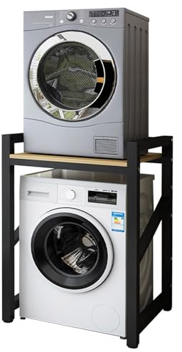 Support de sèche-linge réglable – Kit d'empilage portable pour machine à laver à chargement frontal et sèche-linge avec capacité de charge de 400 kg et unité de rangement pour sur-lavage