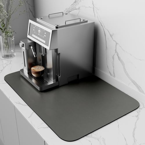 Quick-Drying Absorbent Underlay for Coffee Machine, Drying Mat for Coffee Machines, Non-Slip Drying Mat for Tableware (Dark Grey, 30 x 50 cm)