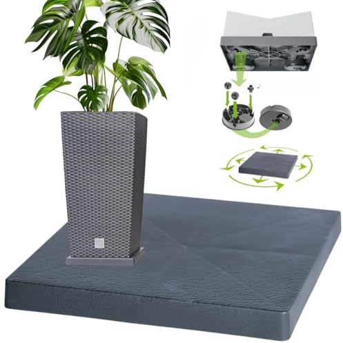 DTU24 Pflanzenroller quadratisch 39 x 39 cm, 50 kg Tragkraft, Rollbrett Pflanzen, Untersetzer Blumentopf für den Innen- sowie Außenbereich (Eckig, Anthrazit) Pflanzenuntersetzer mit 4 Lenkrollen