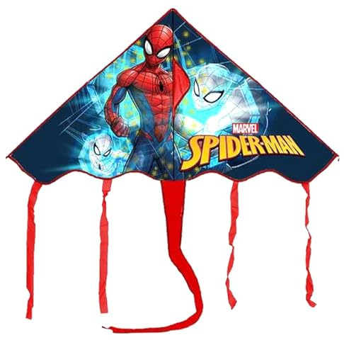 Aquilone Spiderman per Bambini - 100x56 cm, Facile da Far Volare, Leggero e Resistente, Design Divertente con Personaggio Cartoon, Giocattolo Estivo per Mare, Parco e Giardino