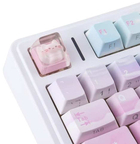 Hyekic Artisan ESC Keycaps, Cute Cat Keycaps, Shine Through Resin Handmade Mechanical Keyboard DIY Personalized Custom Keycap, Single 1U Replace Key for ESC Key Mechanical Keyboard