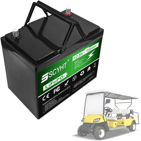 SSCYHT Batería Litio 12V 100Ah Batería LiFePO4 100Ah Baterías Iones Litio 12V Baterías Repuesto para Sistemas solares y alimentación Respaldo para motore 250W a 1200W con BMS.