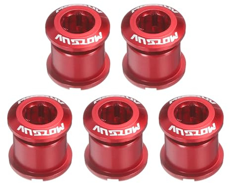 QUARKZMAN 5Stk Doppelkettenblatt-Schrauben M8 Aluminiumlegierung Rot | Fahrradkurbelgarnitur Muttern Kettenblatt-Schrauben, Für Rennrad Mountainbike