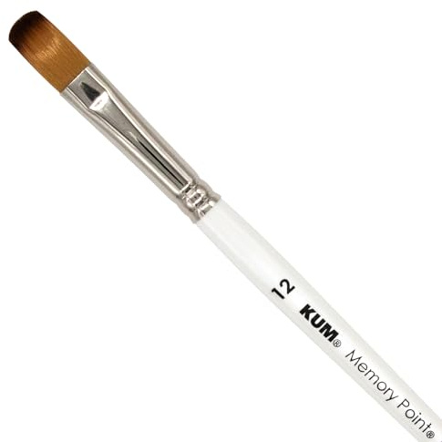 KUM - Aquarellpinsel Memory Point Filbert Größe 12 | Malpinsel für Künstler, Künstlerbedarf für Aquarellmalerei und Watercolor