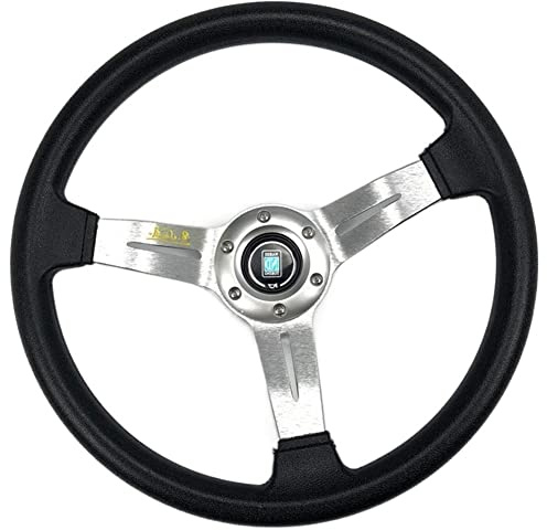Volante Desplazado Modificación de automóviles General PU Volante 34 0mm Competición DAKOTA DEL NORTE Carreras imitación(Silver)