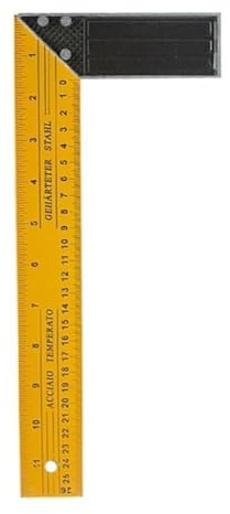 CashMuch Righello angolare angolare a L, 300 mm, 90 gradi, per lavorazione del legno, carpenteria e costruzione, in acciaio temprato con manico in lega di alluminio, giallo e nero