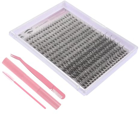 Healifty Kit de Pestañas Postizas Individuales DIY con Fibras Sintéticas, Removedor Suave y Pinzas, Set Segmentado para Unión Natural, Color Rosa, Herramientas Portátiles para Maquillaje