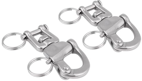 Yctze Manille à œil Pivotant, 2 Pièces, Crochet de Chaîne de Bateau à Dégagement Rapide en Acier Inoxydable avec Petit Anneau en Acier, pour Gréement Marin et Applications Robustes