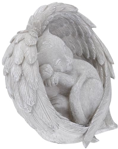 Ciieeo Pierre Commémorative pour Chat en Résine Ange, Statue Décorative de Jardin Extérieure, Taille Pratique, Résistante aux Intempéries, Ornement Funéraire pour Animaux de Compagnie, 1