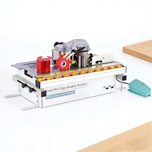 SIEEOUR Máquina Canteadora, Canteadora De Mesa De Sierra Con Velocidad Ajustable, Canteadora De Doble Pegamento Con Control De Velocidad 0-6m/Min, Para Fabricación De Muebles, Tableros
