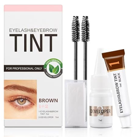 2-in-1 Eyebrow & Eyelash Tint Kit, Waterproof Black Brow Lash Dye Set | Gentle Formula for Sensitive Skin, Full Makeup Tools 14ml, Home DIY Tinting & Professional Salon Brow Lash Coloring