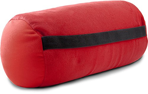 CelinaTex Rullo Nackenrolle mit Gummiband 30 x 12 cm rot Plüsch Auto Nackenkissen Micropearls Füllung Reisekissen