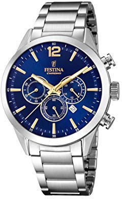 Festina Herren Chronograph Quarz Uhr mit Edelstahl Armband F20343/2