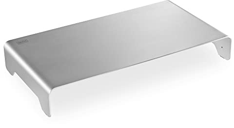 DIGITUS Designer Monitor-Erhöhung aus Aluminium - Bildschirm-Ständer - Traglast 10 kg - Nicht Rutschend - Silber