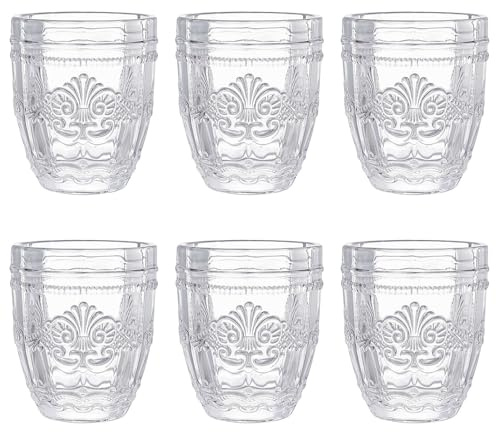 BUTLERS 6er Set Trinkgläser Glas - VICTORIAN - Spülmaschinenfest | Farbe Durchsichtig - 250 ml - Wassergläser für Limonade & Fruchtsäfte - Bechergläser für Softdrinks & Saft - Relief-Prägung