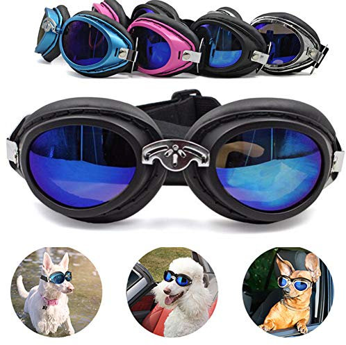 Hundebrille Hundeschutzbrille Einstellbar Faltbar Hunde Sonnenbrille Anti-Uv-Gläser Winddichtes Brillen Mode Hunde Schutzbrille Hundesonnenbrillen Pet Außen Zubehör Für Mittel Große Hunde ,Schwarz