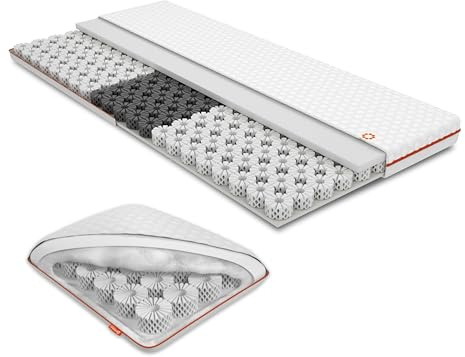 OCTASLEEP Smart Plus Topper + Kissen 200x200 - kühlende Matratzenauflage mit Federn aus Memory Foam - 3 Zonen für ideale Unterstützung - Härtegrad 3 -Öko-Tex Zertifiziert - atmungsaktiver Topper