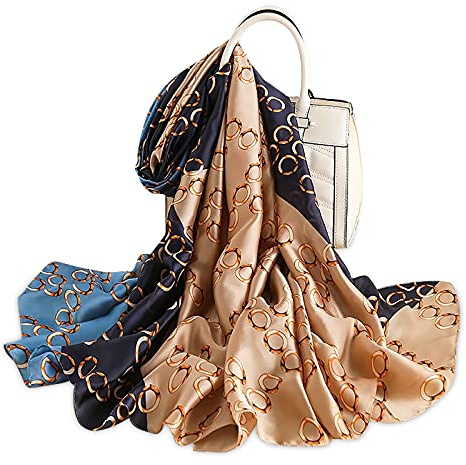 LumiSyne Sciarpa Di Seta Donna Fiore Stampato Moda Ed Elegante Stile Scialle Lungo e Morbido Foulard Calda Stole Protezione Solare Quattro Stagioni