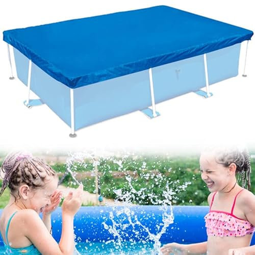 Ruolin Poolabdeckung Rechteckig, Blau Pool Abdeckplane Regensichere Staubdicht UV-beständig für Planschbecken Rechteckig Aufblasbarer Pool und Rectangular Frame Pool (221 x 150 cm)