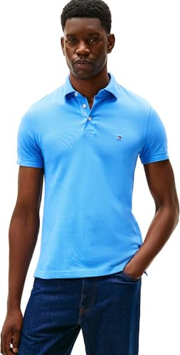 Tommy Hilfiger Men’s Short Sleeve 1985 Slim Fit Polo Shirt, Blue (Blue Spell), L