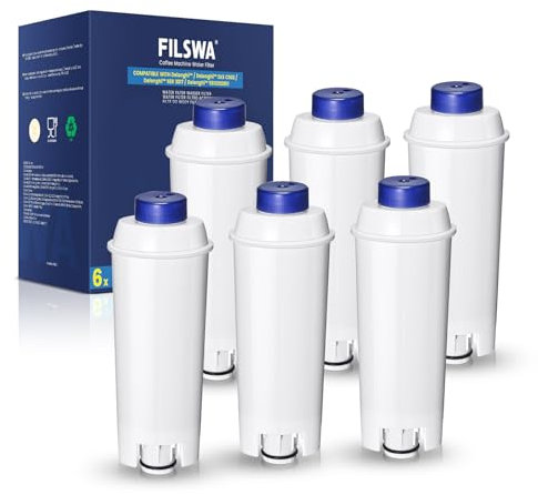 Filtro Acqua Addolcitore Compatibile con Macchine da Caffè Delonghi ECAM, Dinamica, Magnifica S, Rivelia, ETAM, Autentica, Esam, DLSC002, Filtro per Macchina Caffè Delonghi