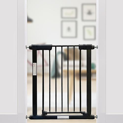 Callowesse Kuvasz Narrow Baby and Child Gate 76cm High, Suit Openings of 66-73cm. Pressure Fitted No Screws for Narrow Doorways, Stairs and Hallways. Extensions available. Black