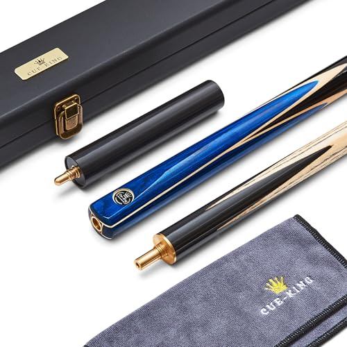 Cue-King PRO Series 001 Stecca da Biliardo, Stecca da Biliardo, Fatta a Mano 57 19 Once 3/4 snodata con Custodia Stecca Blu con Custodia Rigida Protettiva, Estensione e Asciugamano in Microfibra
