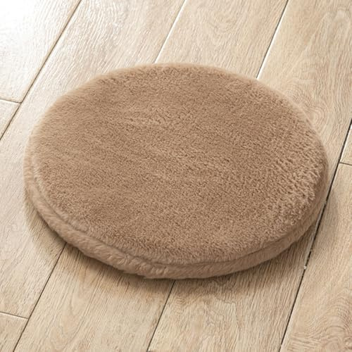 SWJ-swjssb Samt Sitzkissen Rund 40cm/35cm/30cm/45cm/50cm,Stuhlkissen Gartenstuhl Wasserdichter Stuhl Polster Kissen Filzkissen Für Bürostuhl Mit Unsichtbarem Reißverschluss(Light Curry,50cm/20inch)