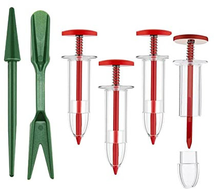 Pleayietoopiatiey Handheld Seeds Dispenser Garden Seedling Tool Sower Seeder Tool for Garden Red, 10 x 3 x 3 cm