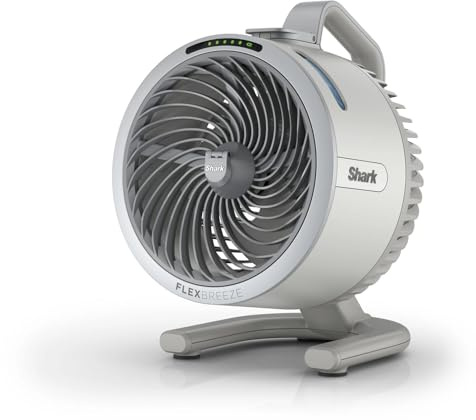 Shark FlexBreeze HydroGo, potente ventilador silencioso portátil con nebulización, para interior y exterior, con o sin cable, pequeño y ligero, 5 ajustes de velocidad, Gris Paloma FA050EUDV