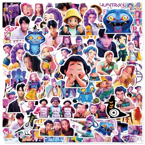 60 PCS Kpop Stickers, Vinyl Waterproof Cute Stickers for Kids Adult, Reusable Kawaii Anime Stickers for Water Bottle Journals, Laptops, Skateboards, Kpop Gifts for Teens Girls Boys (Colour B)