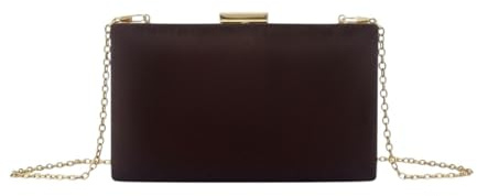 MODELISA Bolso de Mano Elegante, Cartera con Cadena de Hombro, Clutch de Noche Boda Noche Evento Ceremonia para Mujer (Café)