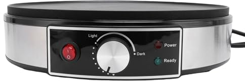 OEBUAFI Plancha Eléctrica para Hacer Crepes, Plancha para Panqueques, Superficie Antiadherente de 11,8 Pulgadas con Indicadores LED, Control de Temperatura Ajustable, Esparcidor de (Enchufe de la UE