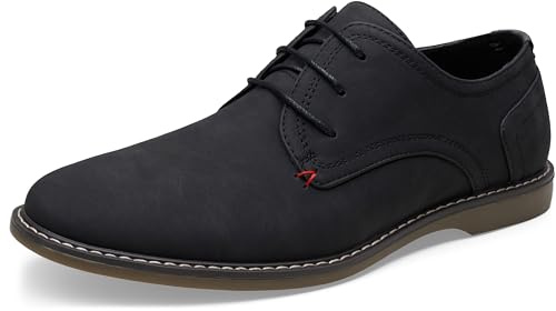Jousen Men's Oxford Suede Business Casual Dress Shoes Plain Toe Oxfords Classic Formal Derby Shoes (AMY615 Black 10.5)